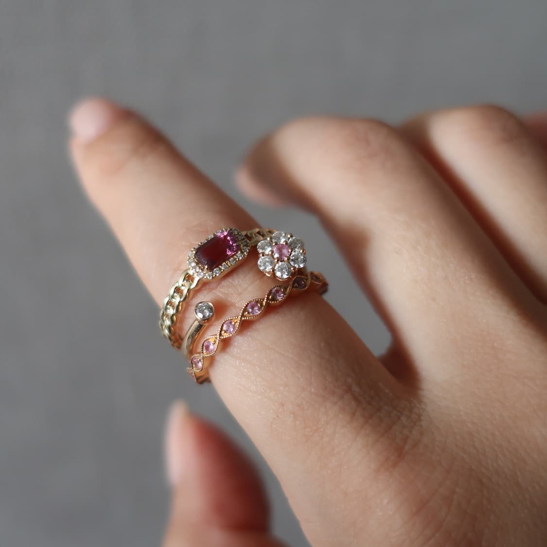 18k 핑크사파이어 다이아몬드 오픈링 상품이미지4