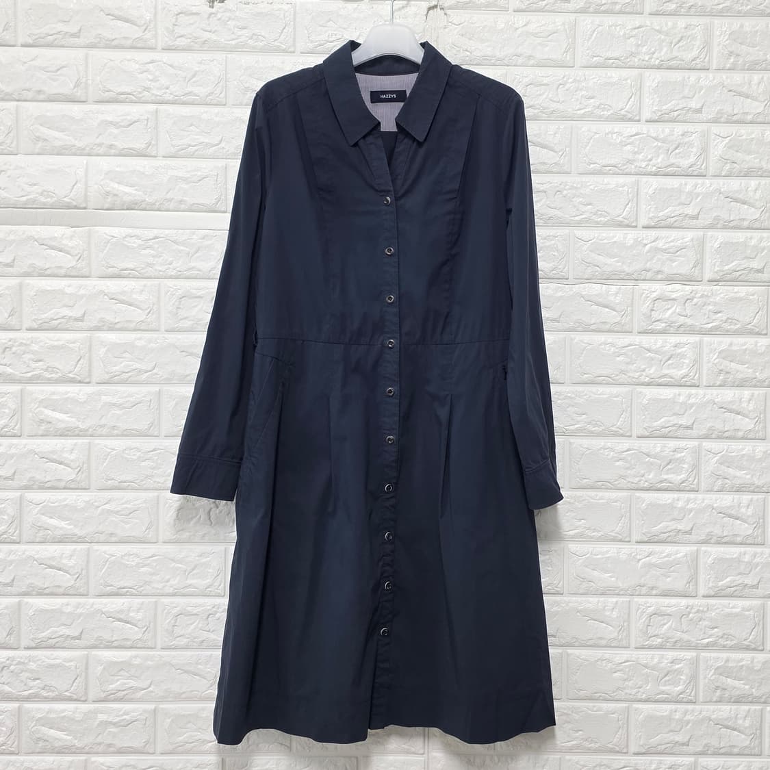 택포) 헤지스 네이비 셔츠형 원피스 M 상품이미지1
