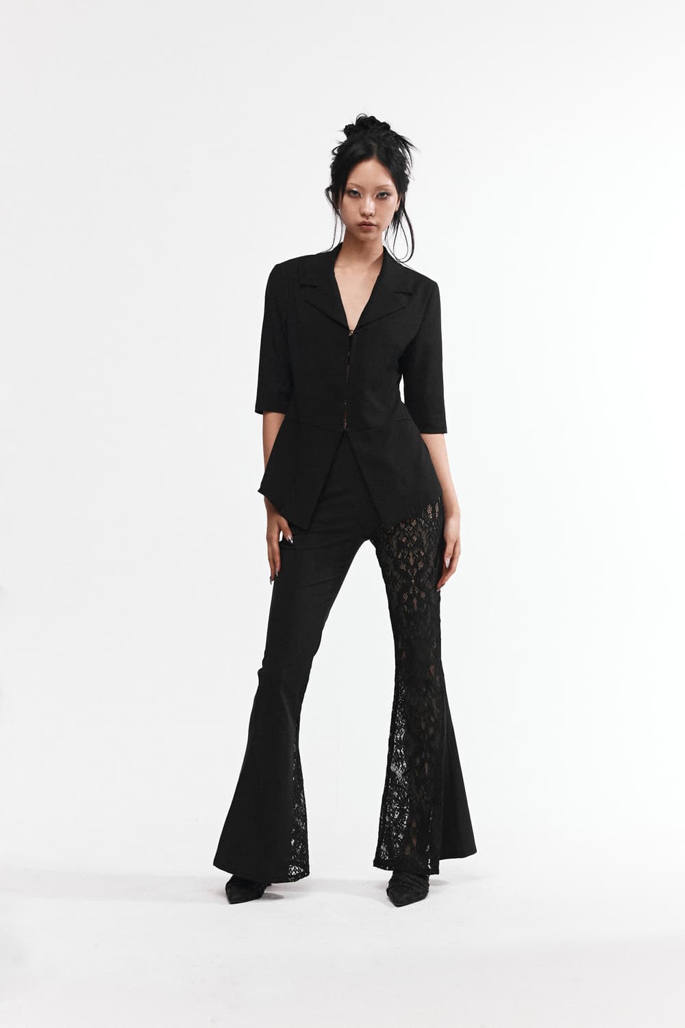 Lace Boots Cut Pants (Black) 상품이미지3