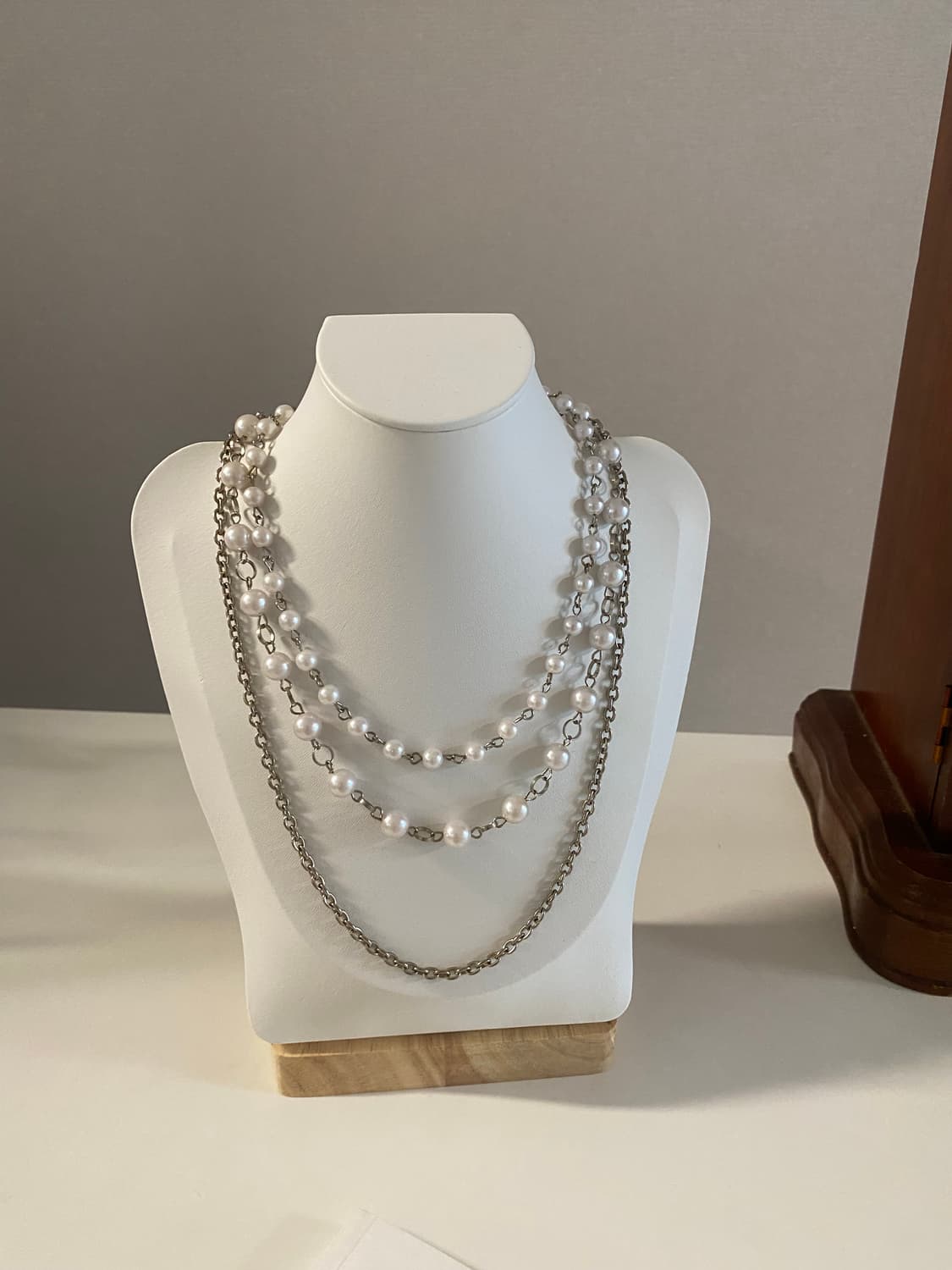 빈티지 진주구슬 체인 레이어드 목걸이 상품이미지1
