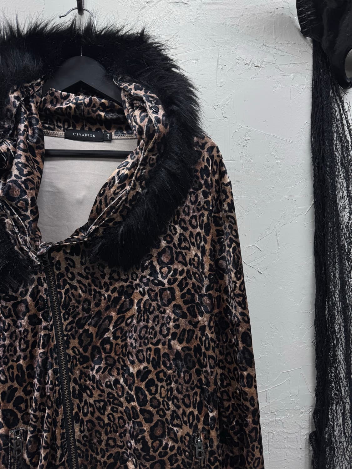 Civarize leopard velour fur fringe parke 상품이미지5