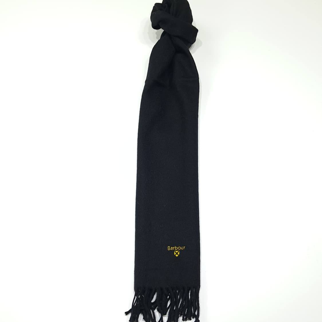 MX441 바버 울 3로얄워런트 옐로우로고 블랙 머플러 목도리 상품이미지5