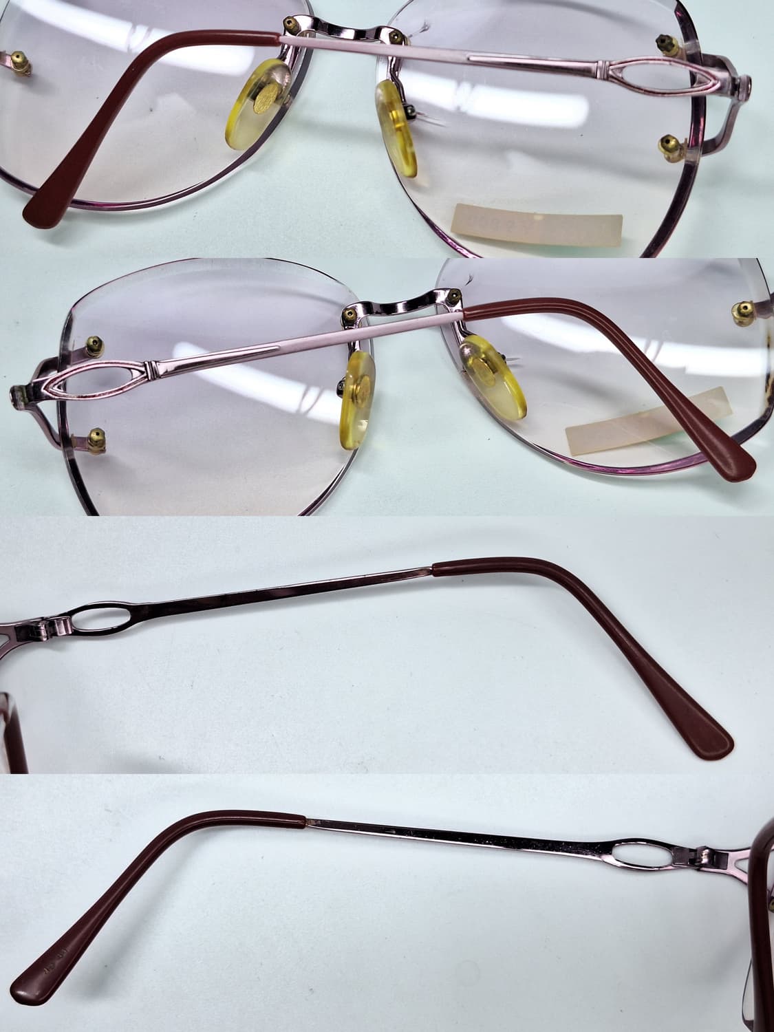 00s 일본제 빈티지 데드스톡 미사용/핑크톤 무테 선글라스 겸 안경테 상품이미지2