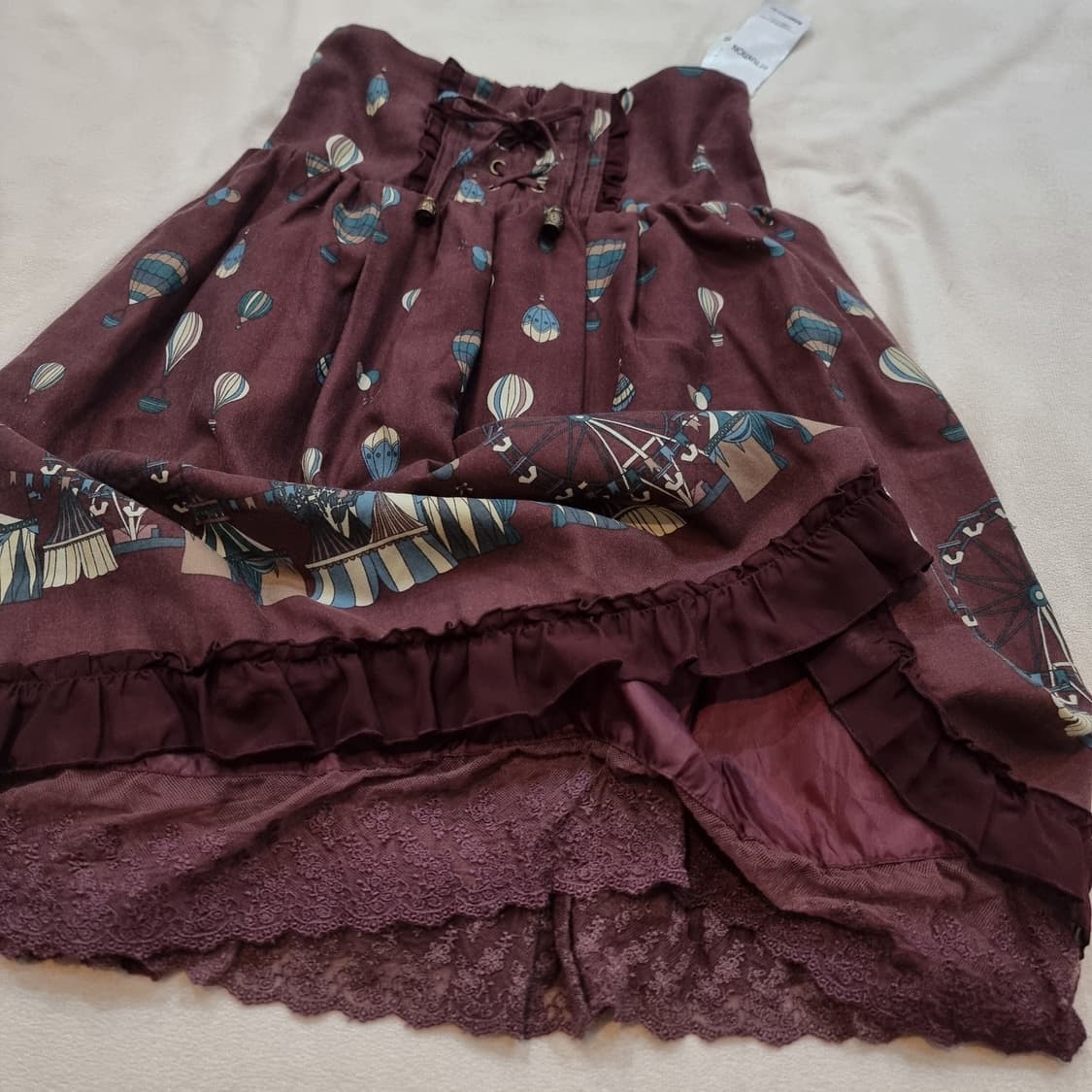 빈티지 서커스 열기구 패턴 스커트 상품이미지4