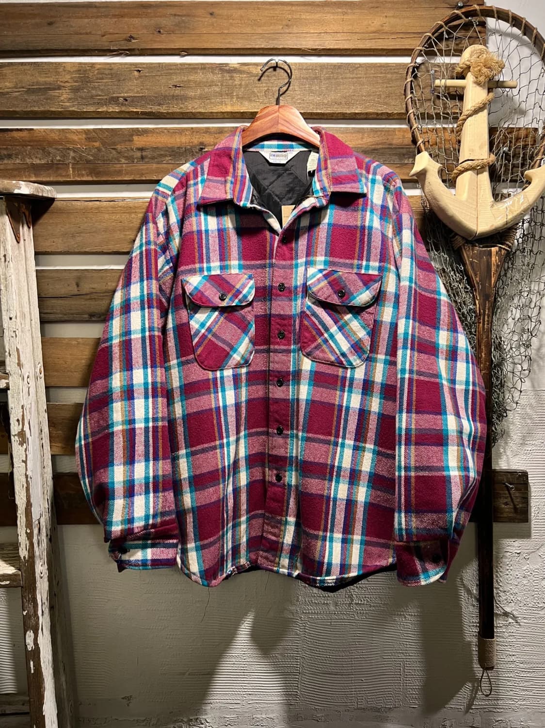 [2XL]FIVE BROTHERS USA Made 퀼팅 체크 플란넬 셔츠 상품이미지1