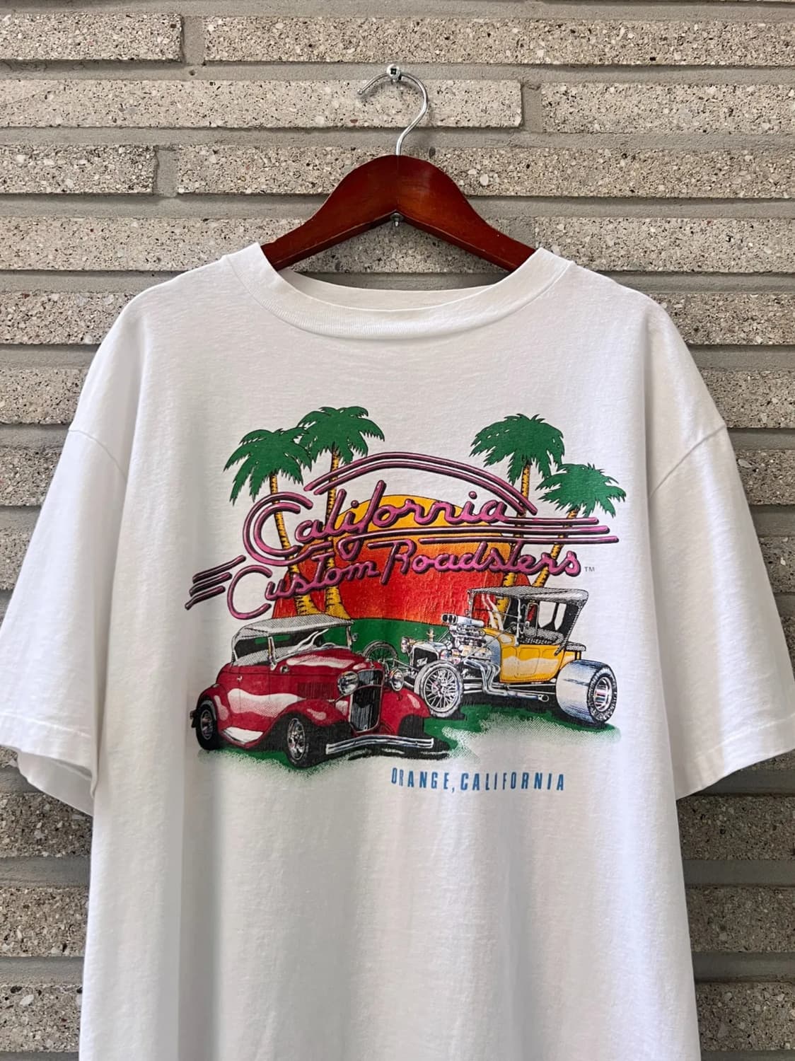 [L]90's 헤인즈 USA Made 올드카 프린팅 싱글스티치 티셔츠 상품이미지1