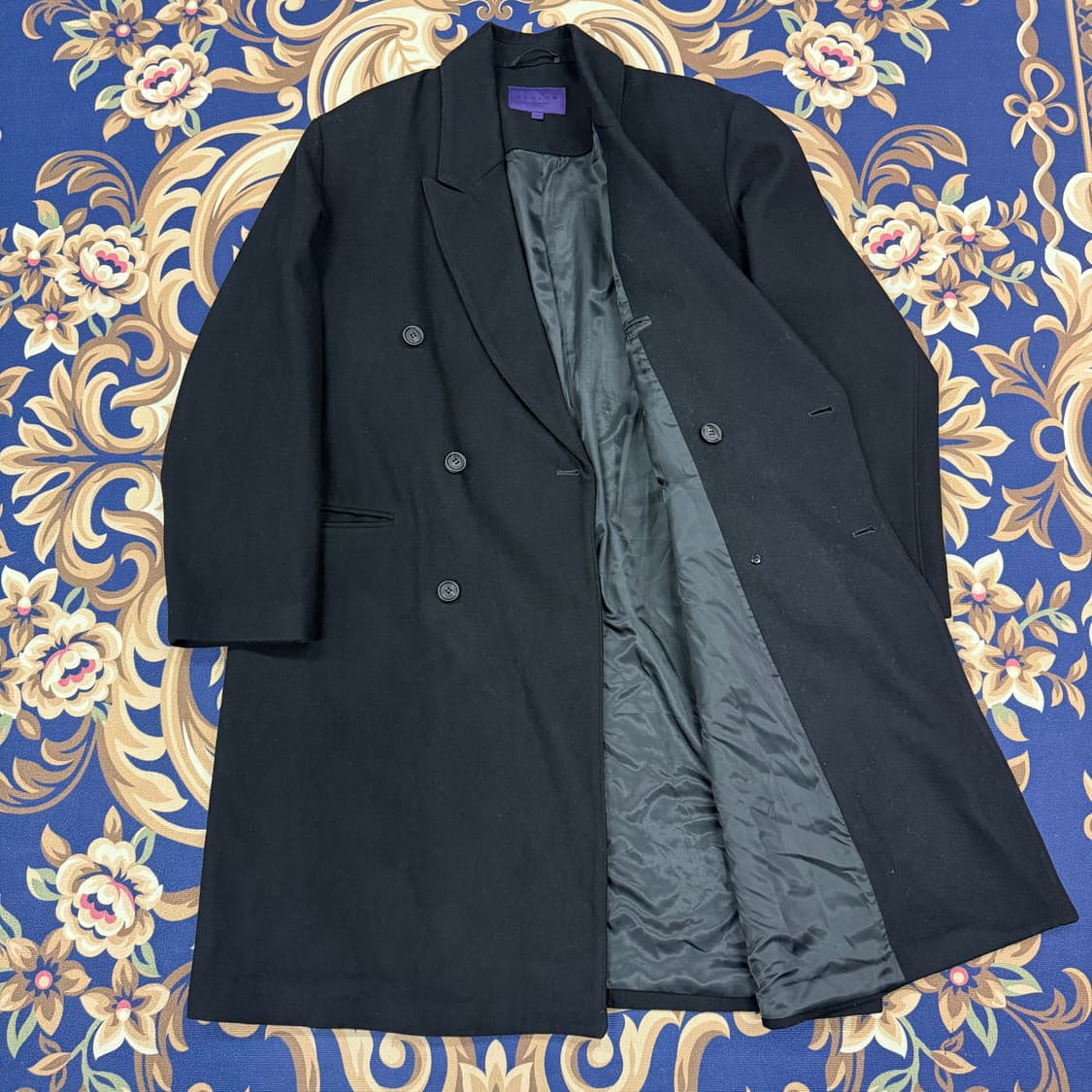 (L)비슬로우 Beslow 오버핏 울 더블롱코트 (블랙) 상품이미지3