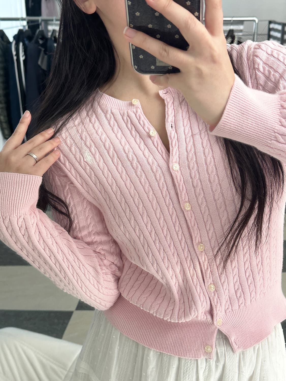 폴로 랄프로렌 연핑크 케이블 니트 가디건  상품이미지9
