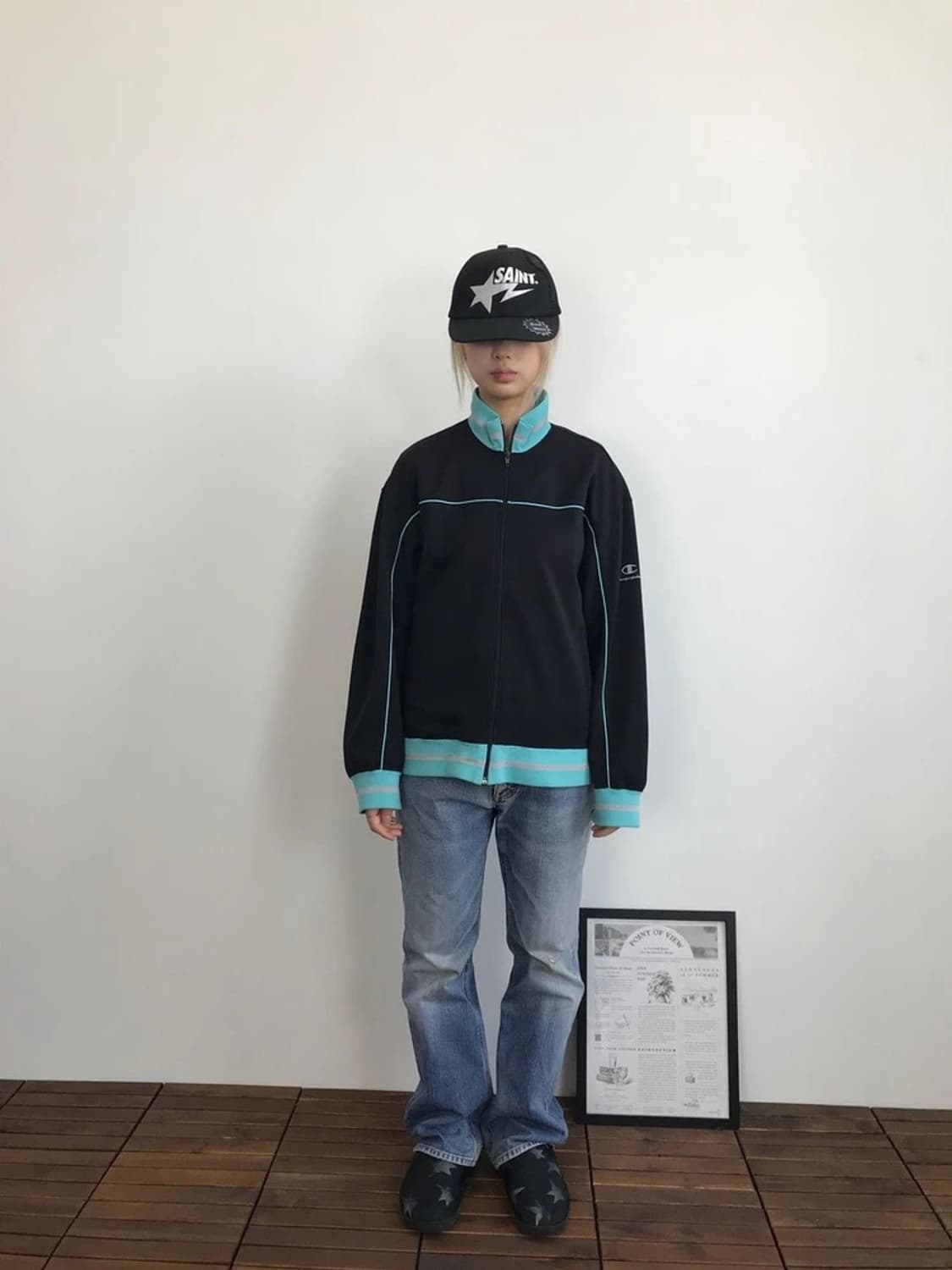 90's Champion Mint Trim Track Jacket 상품이미지1