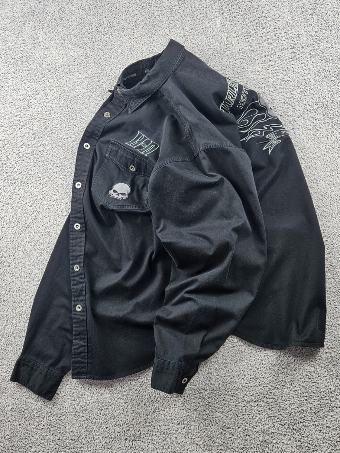 할리데이비슨 모터사이클 포켓 스컬 바이커 셔츠 ( L ) / 9362 상품이미지4