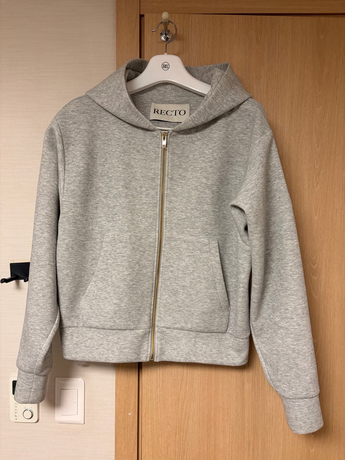 M) 렉토 로고 디테일 후드 집업 멜란지 그레이 상품이미지1