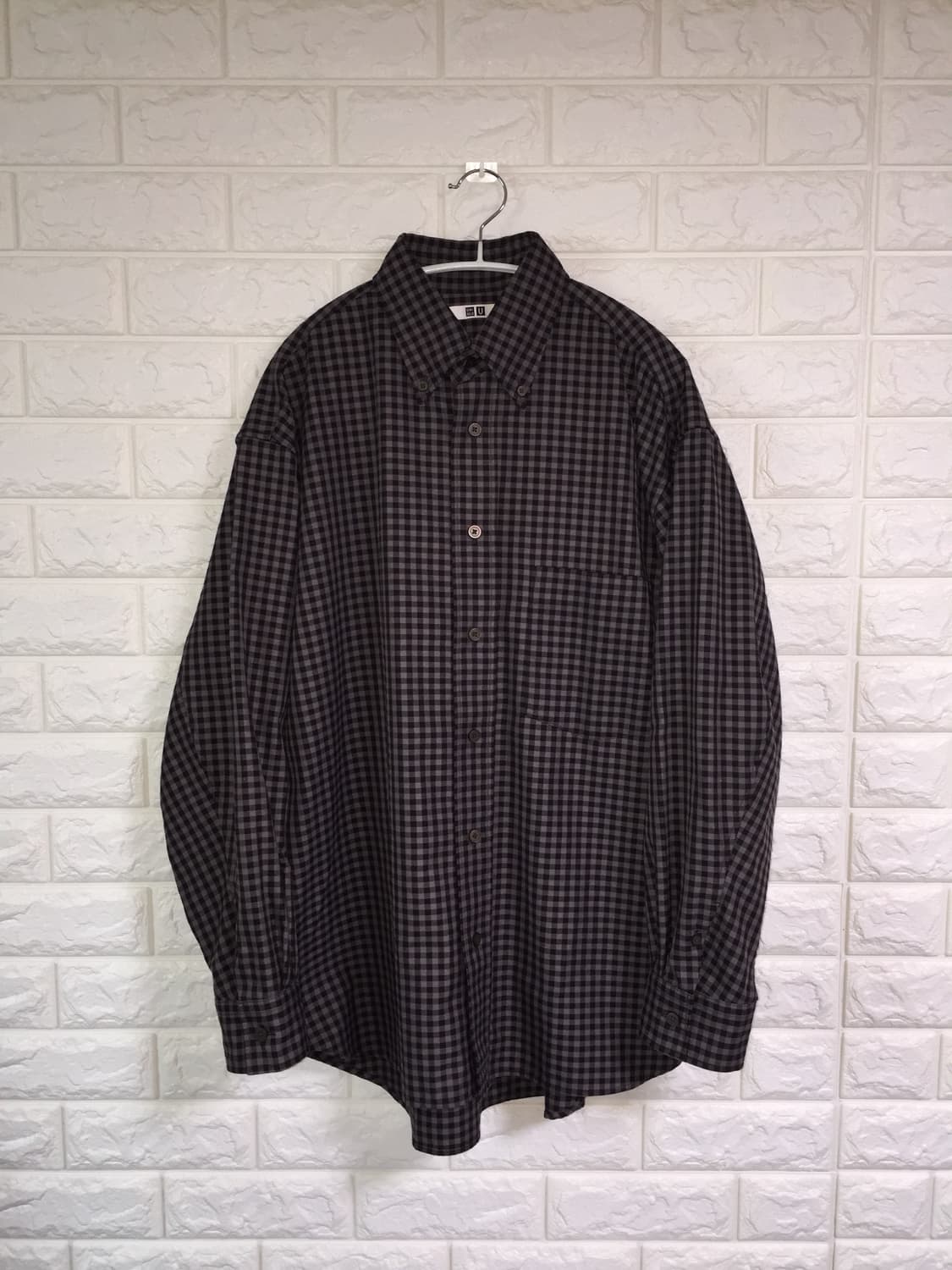 유니클로U 트윌 오버사이즈 셔츠 브라운체크 M 상품이미지1