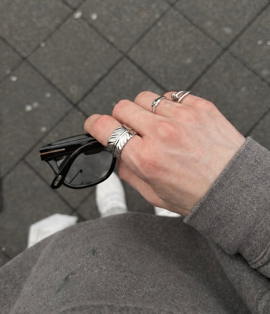 페더 오픈 실버 남자반지 상품이미지1