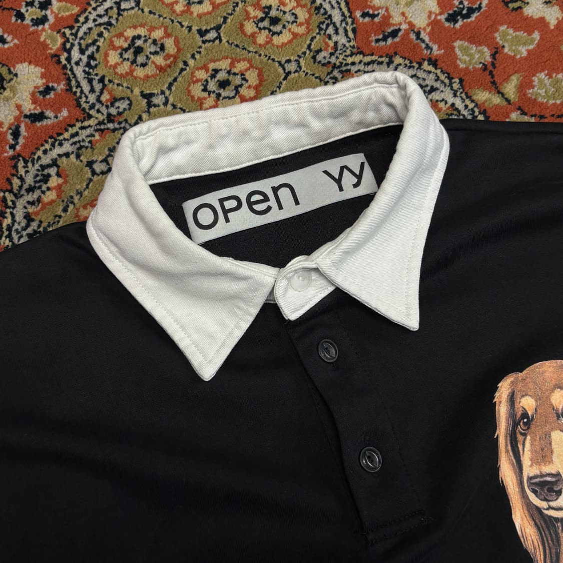 [M] 오픈와이와이 도그 럭비 티셔츠 블랙 상품이미지4