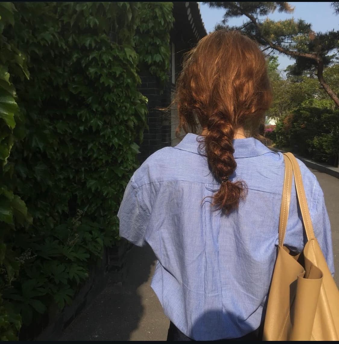 mone 모네 리본빛 스트라이프 블루 썸머 오버핏 셔츠 상품이미지2