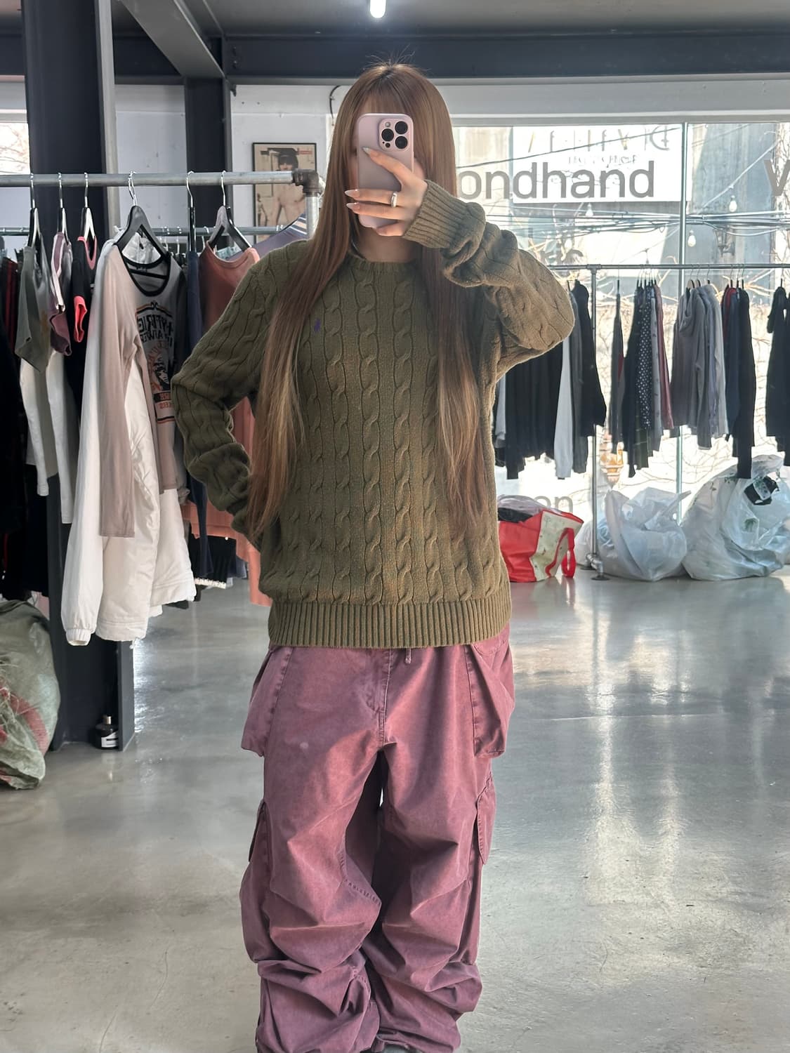 폴로랄프로렌 케이블 꽈배기 니트 올리브카키 상품이미지2