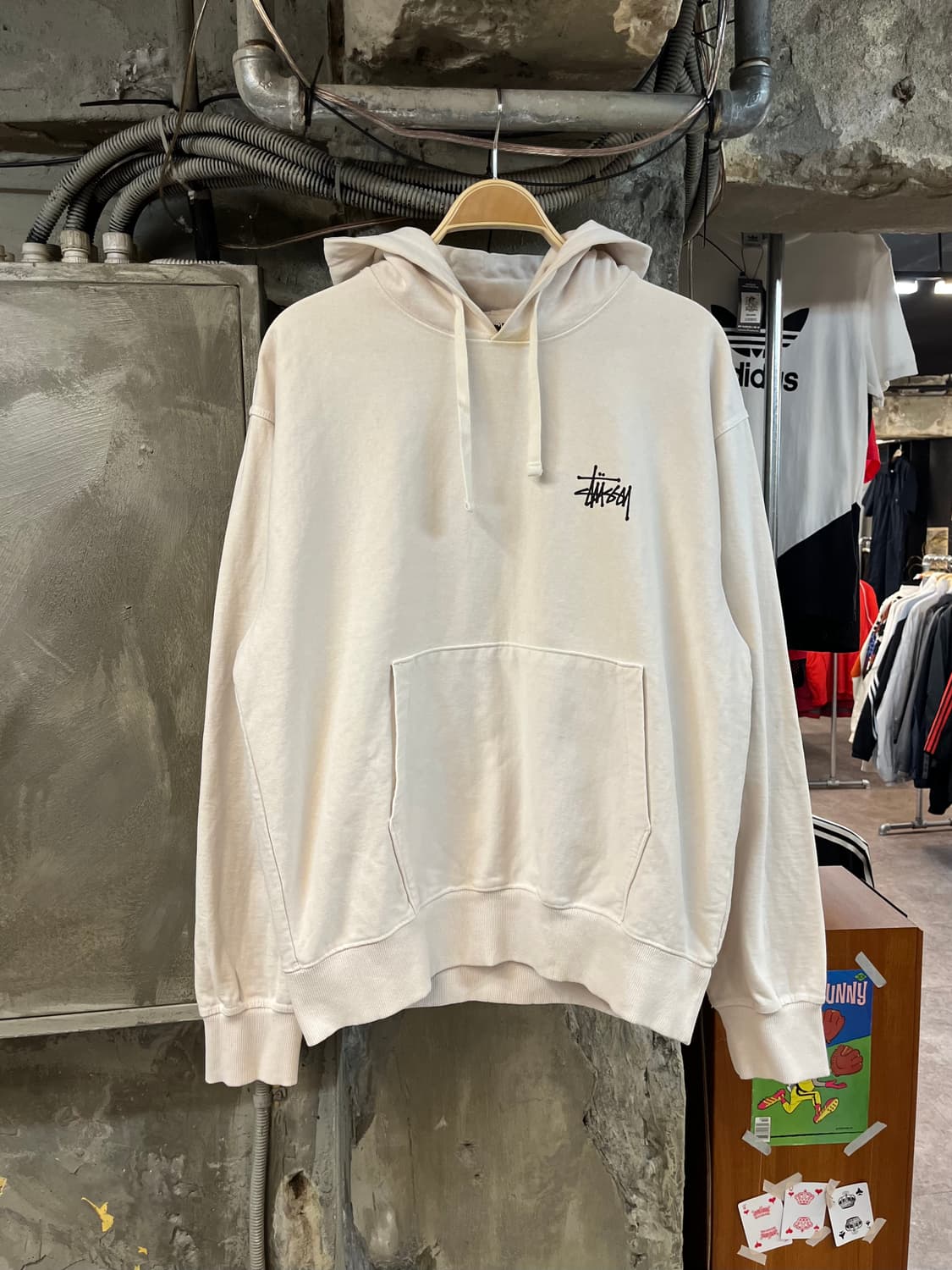스투시 베이직 로고 후드티 화이트 L #csz1930 상품이미지1
