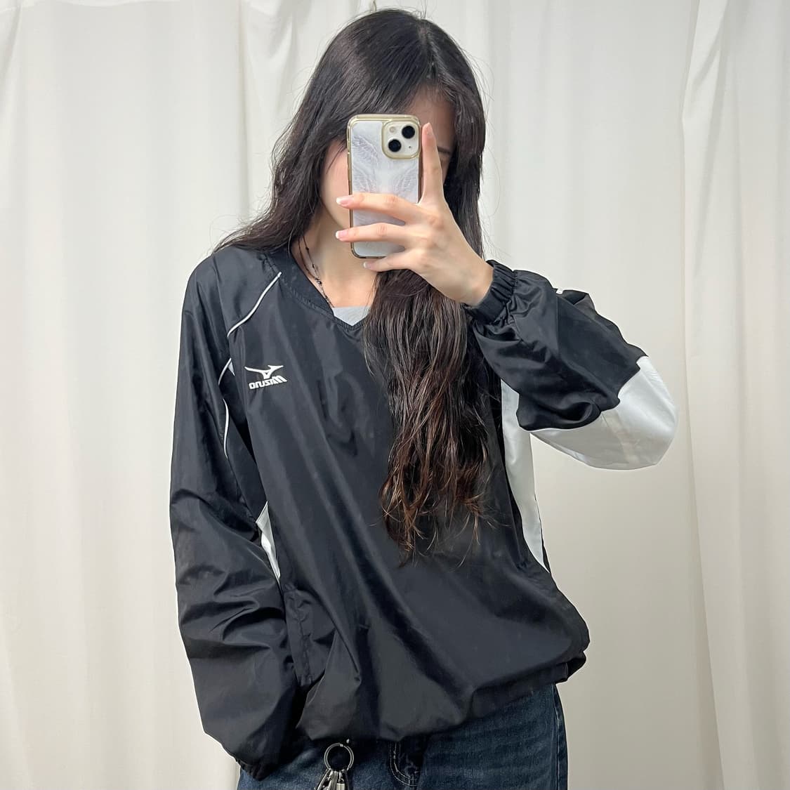Mizuno white & black warm-up 상품이미지2