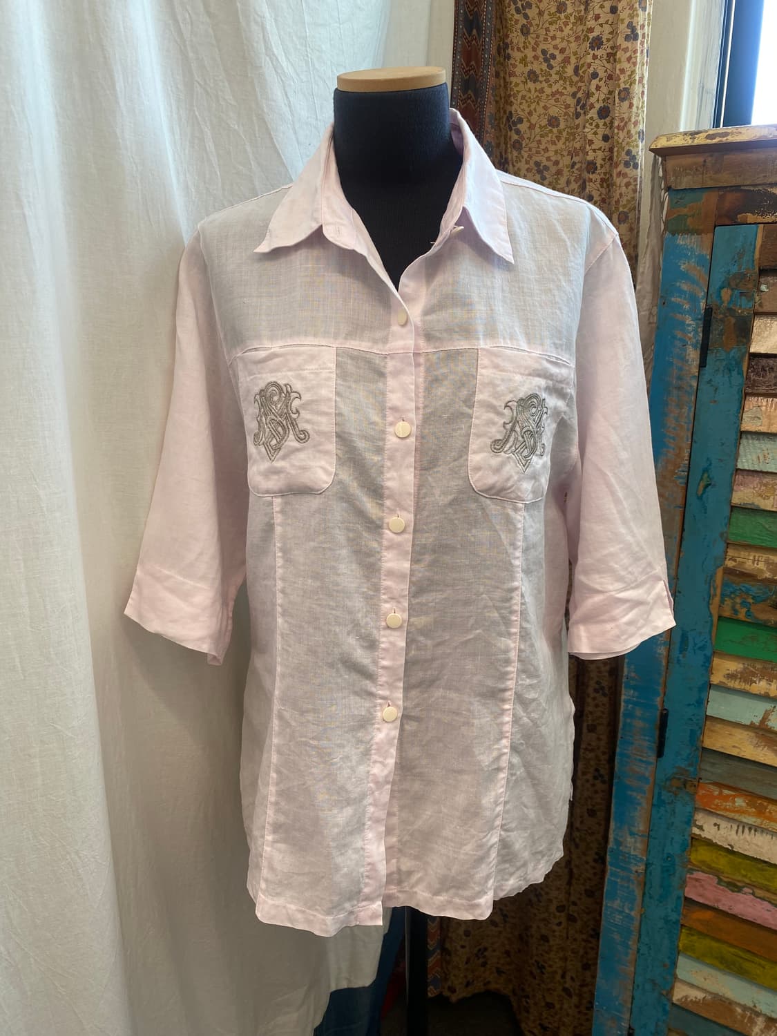 EIFFEL 핑크 린넨 반팔셔츠(L-XL) 상품이미지10