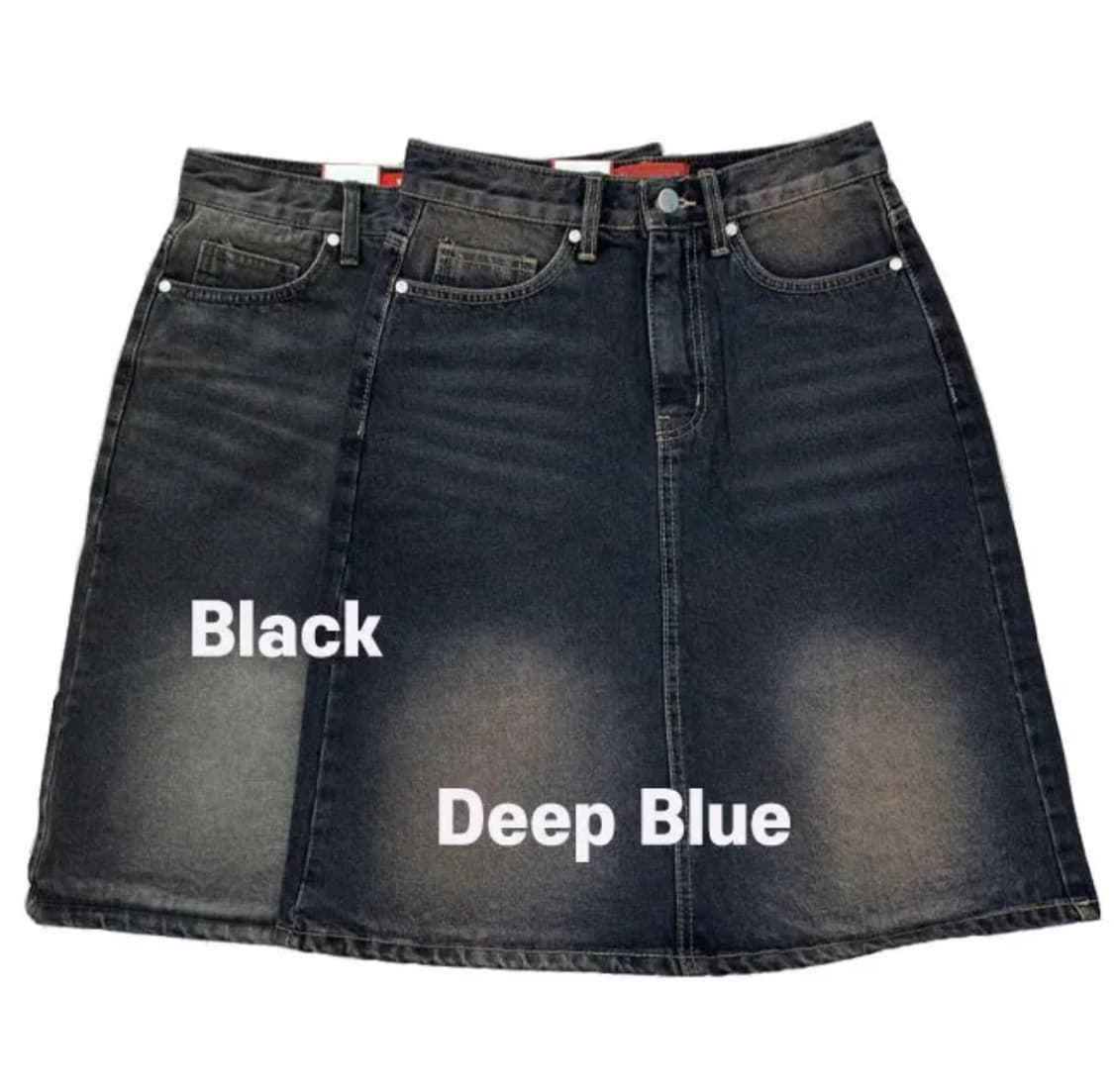 유니 미디 데님 샌드 워싱 스커트 Deep blue 상품이미지1