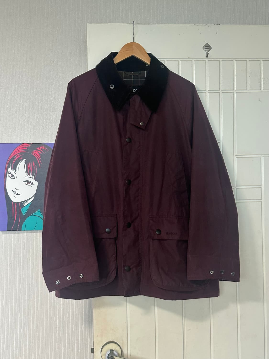 바버 재팬 비데일 왁스 자켓 오버사이즈 핏 버건디 (40) 상품이미지3