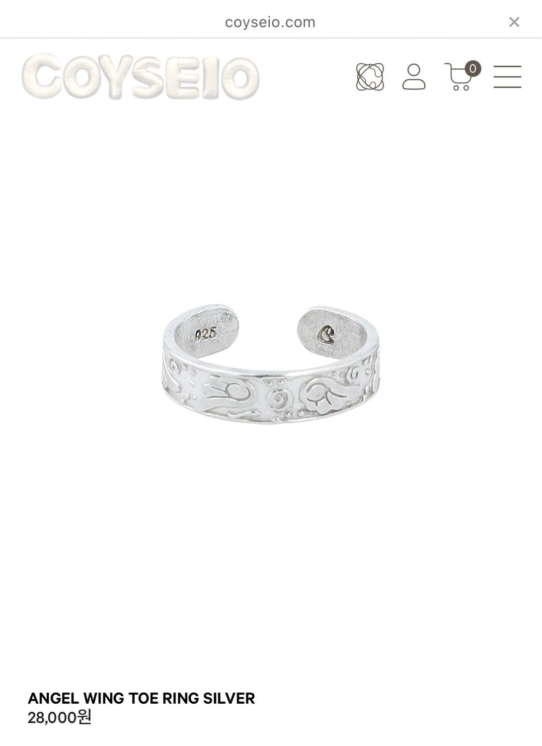 코이세이오 ANGEL WING TOE RING SILVER 상품이미지1