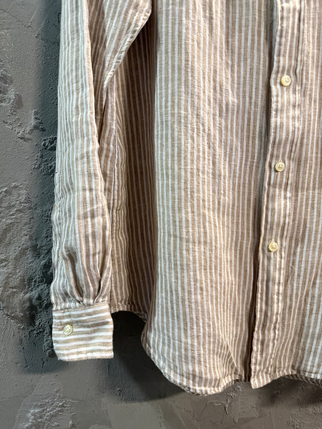 폴로 랄프로렌 린넨 스트라이프 버튼다운 셔츠 베이지  상품이미지3