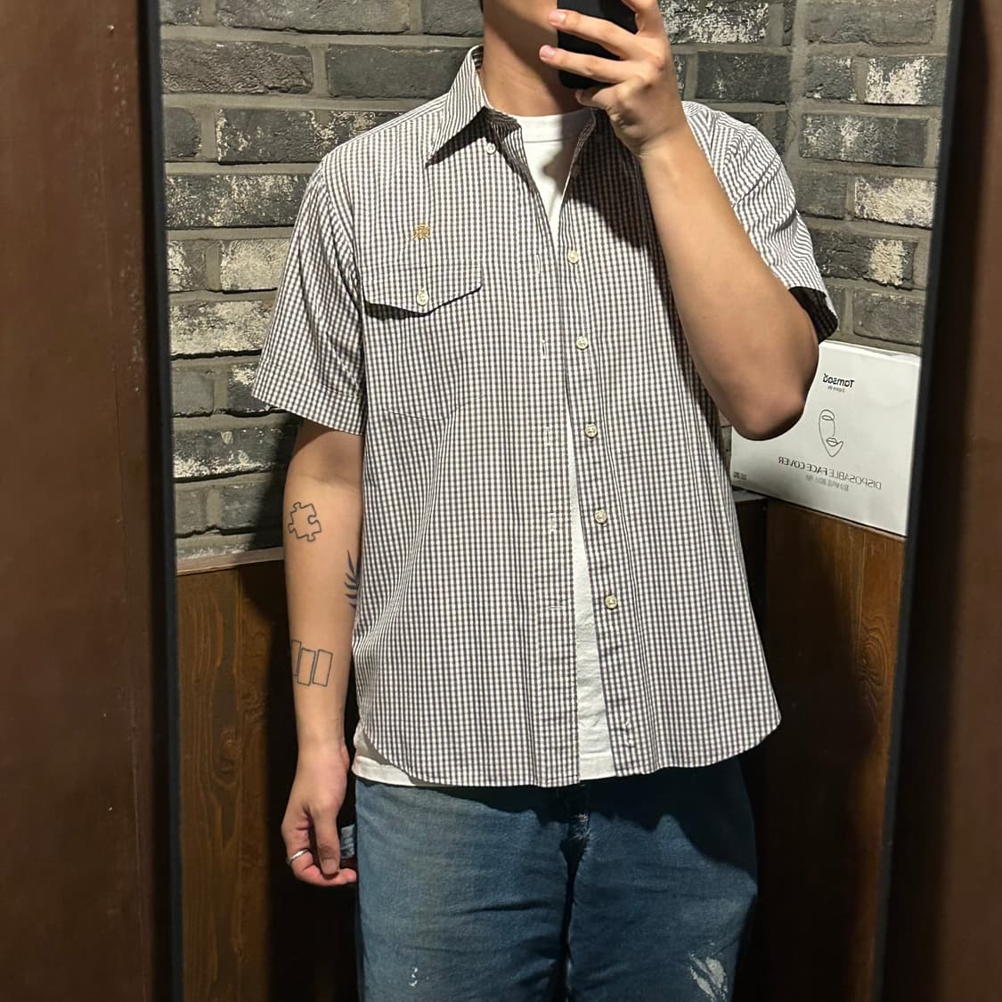 L) 바라쿠타 깅엄체크 반팔 셔츠 상품이미지8