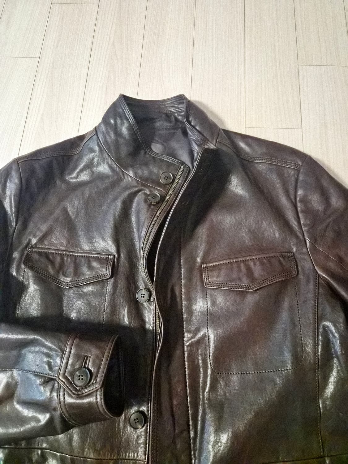 천연 양가죽 남성 사파리 재킷 (다크브라운/상태 최상) 상품이미지4