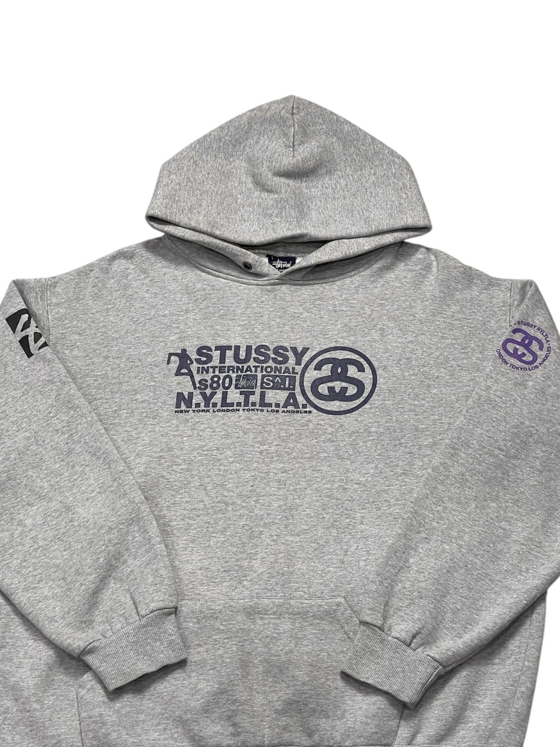 스투시 로고 그레이 후드티 상품이미지3