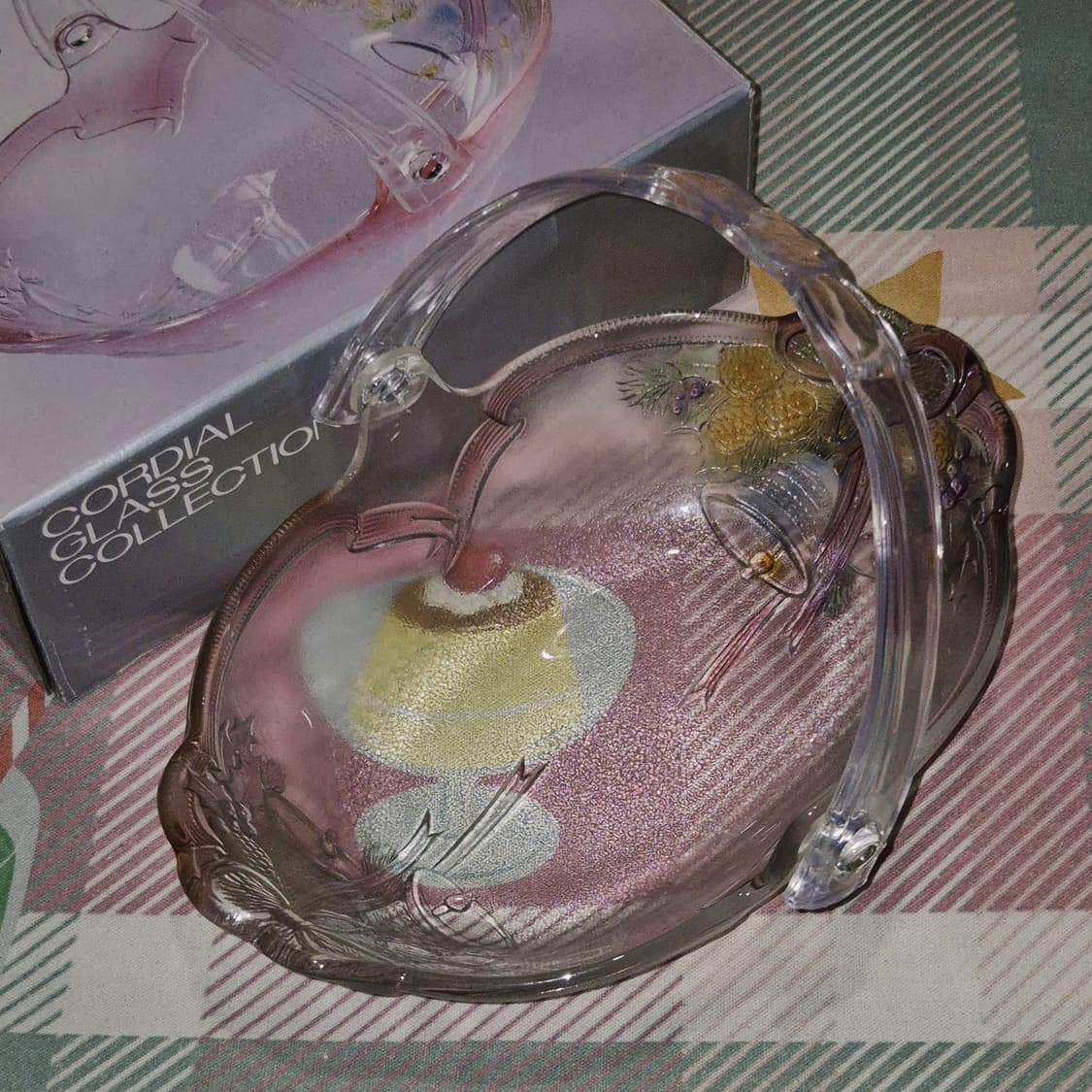 90s 호야 크리스탈 컬러 리본&벨 바구니 상품이미지8