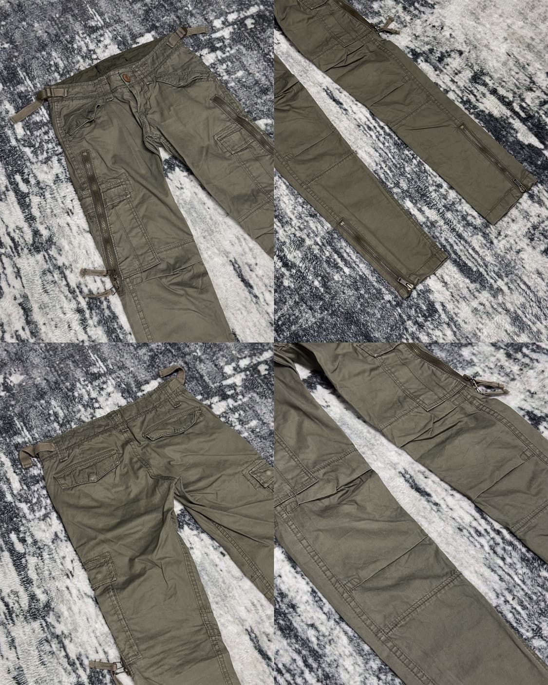 {Moussy} Khaki Long Zip Cargo Pants  상품이미지3