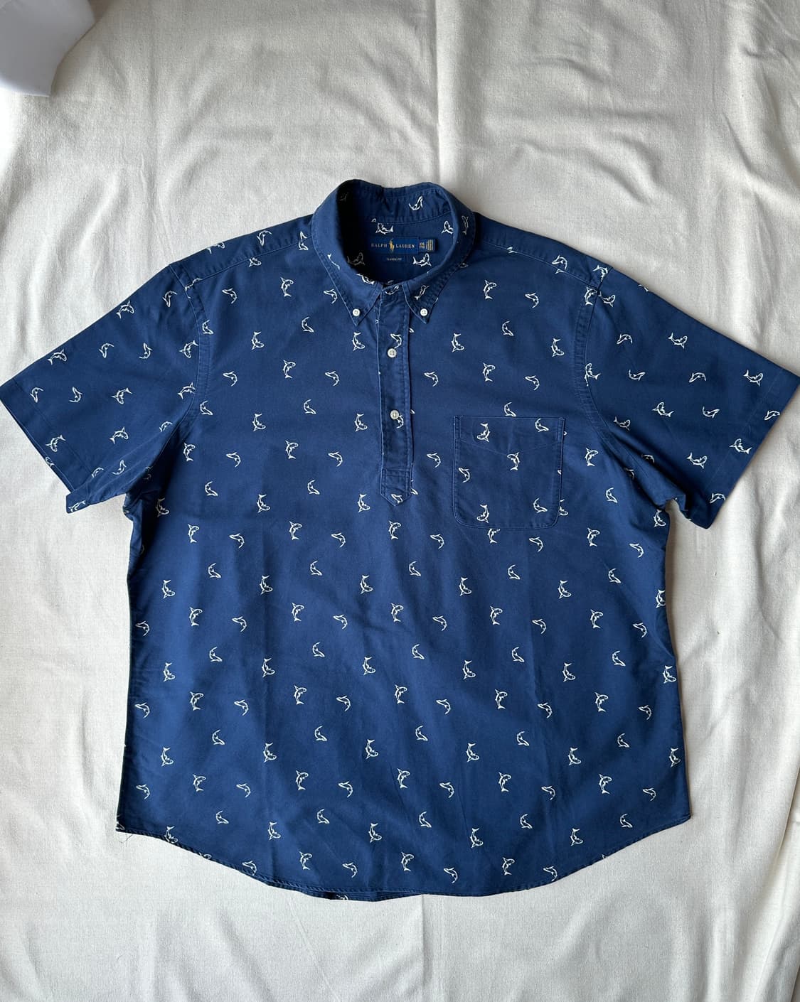 폴로 랄프로렌 돌고래 패턴 풀오버 반팔 셔츠 2XL 상품이미지1