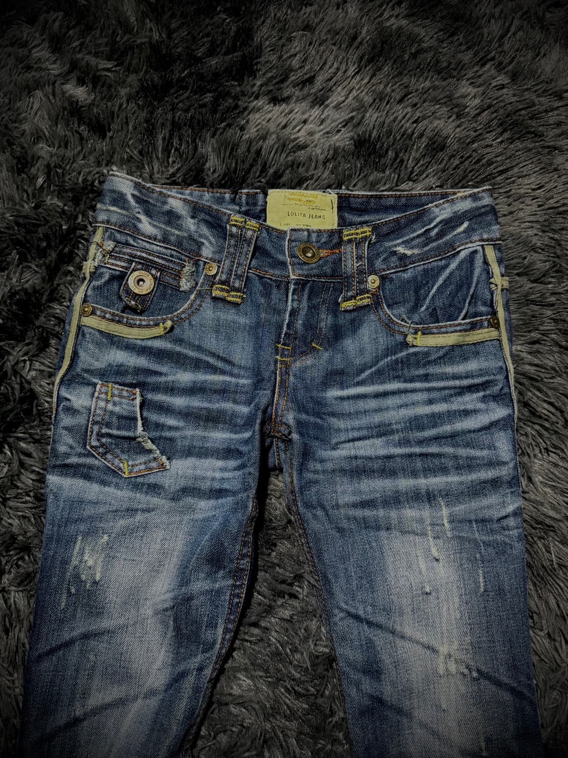 LOLITA JEANS 네온 파이핑 헤비 워싱 부츠컷 데님팬츠 상품이미지3