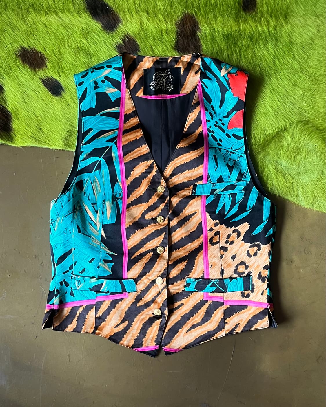 G.K 伊太利喜 Leopard Floral Pattern Vest 상품이미지5