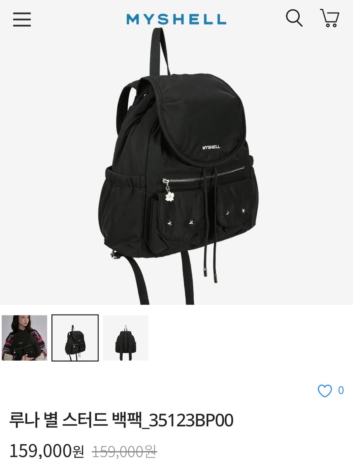 MY SHELL 마이쉘 블랙 백팩 (새상품) 상품이미지2