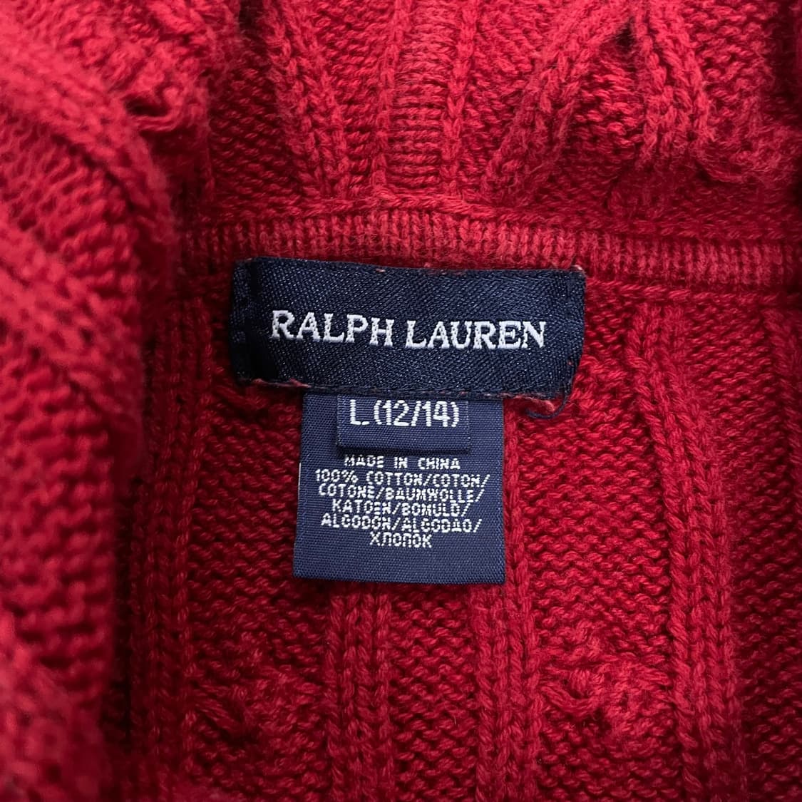 폴로 랄프로렌 포니 로고 케이블 니트 후드집업 레드 상품이미지4