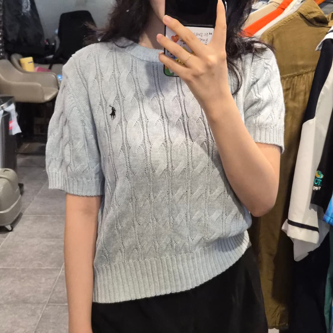 [NO.9] 폴로 꽈배기 반팔 니트 연하늘(연소라) 상품이미지3