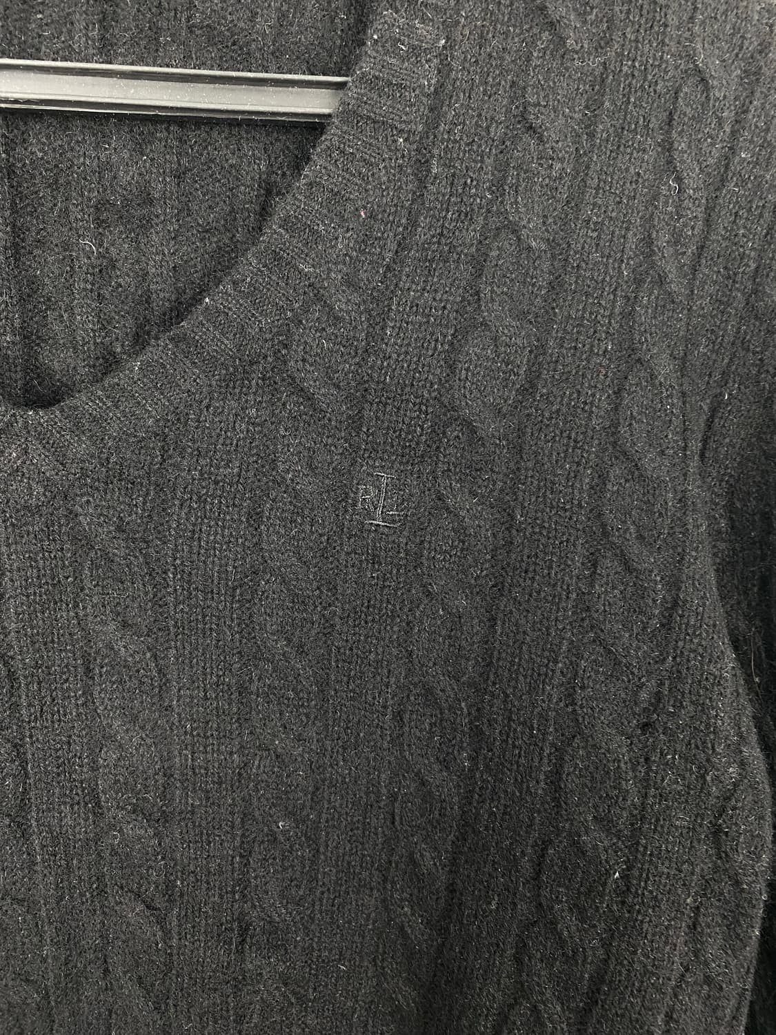 랄프로렌 블랙 브이넥 꽈배기 니트 M 상품이미지3