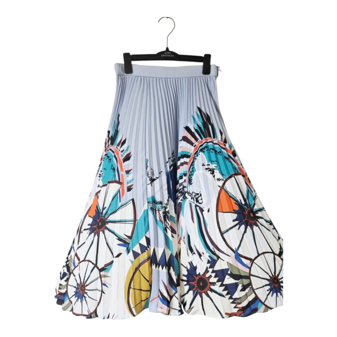 쉬즈미스 블루 기하학 패턴 플리츠 롱 스커트 55 상품이미지7