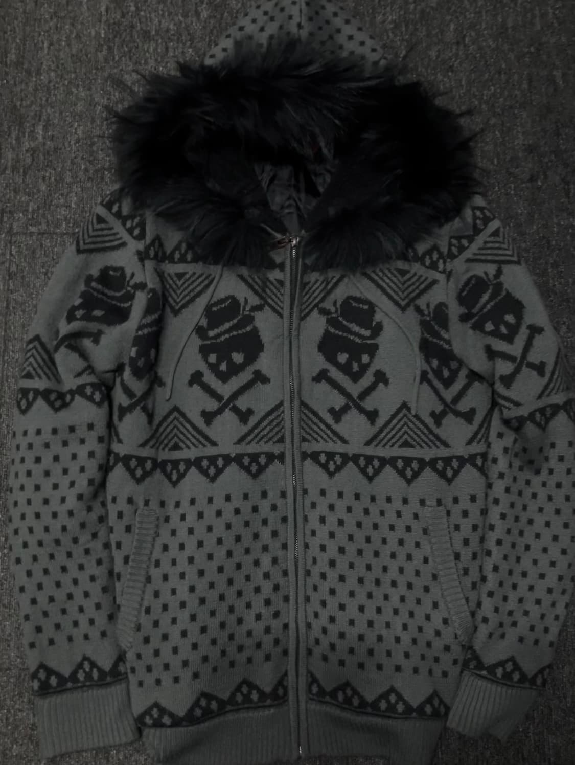 빈티지 스컬 니트 울프죠 상품이미지2