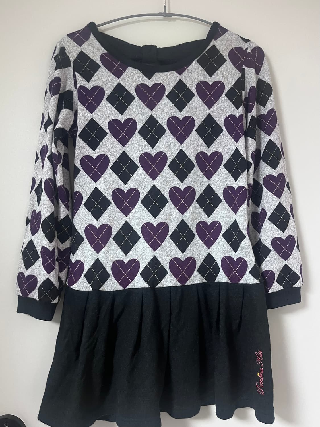 블랙 퍼플 고스로리 리본 원피스 하트 아가일 공겜 펑크 쇼콜라 갸루 상품이미지2