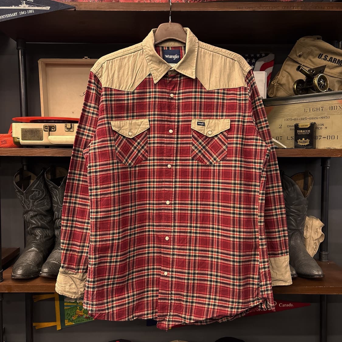 90s 랭글러 타이니 타탄체크 웨스턴 코튼 워크셔츠 N1036 상품이미지1