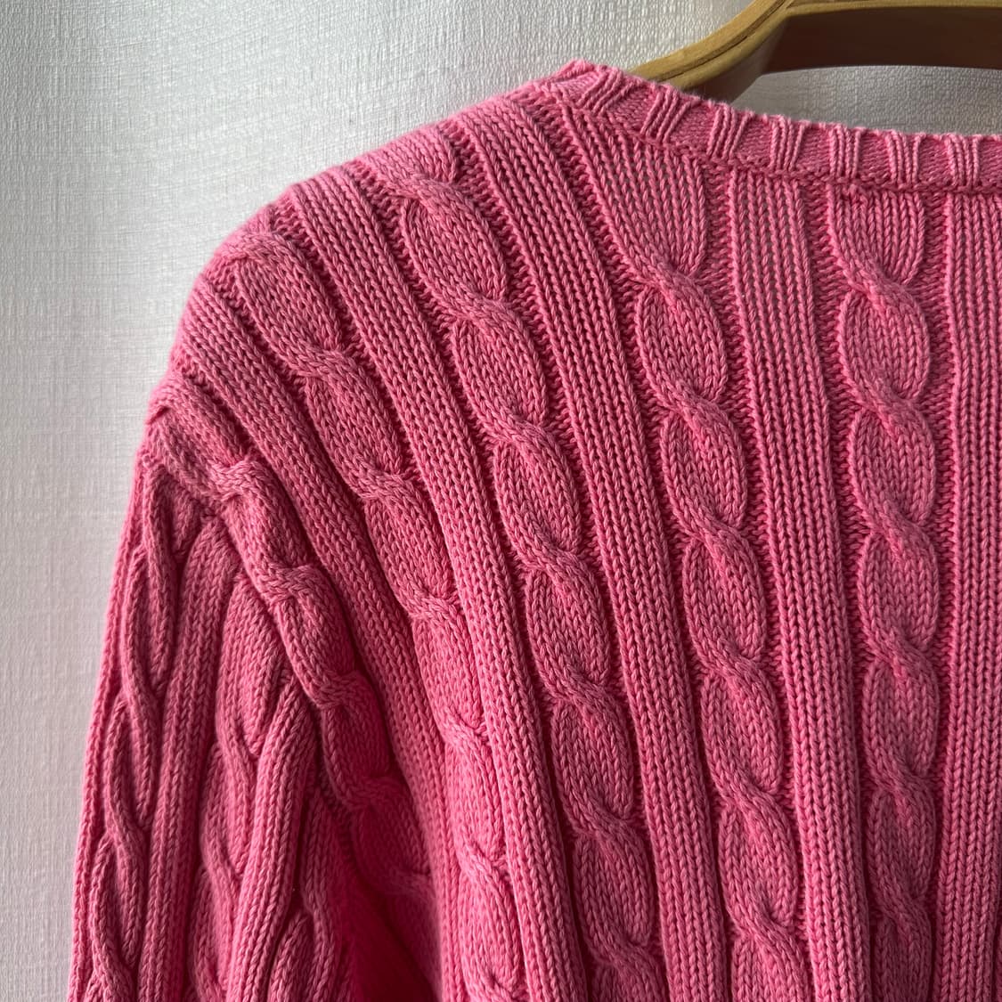 랄프로렌 스포츠 케이블 니트 코튼 스웨터 핑크 M 상품이미지7