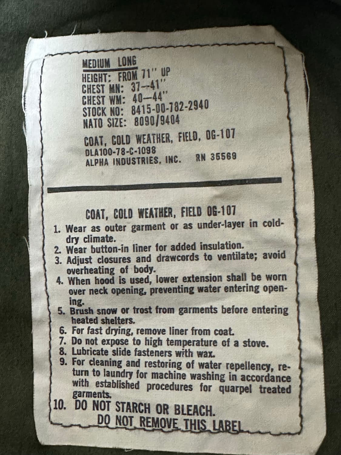 M65 필드자켓 3세대 미듐롱 민트급 라이너포함 상품이미지5