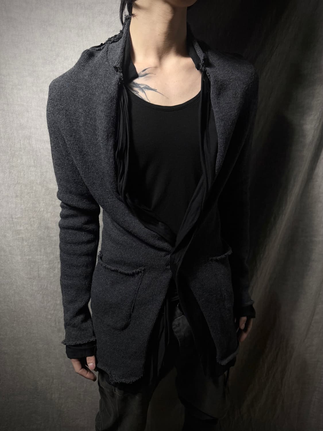 nude:mm Raw Edge Layered Knit Cardigan   상품이미지1