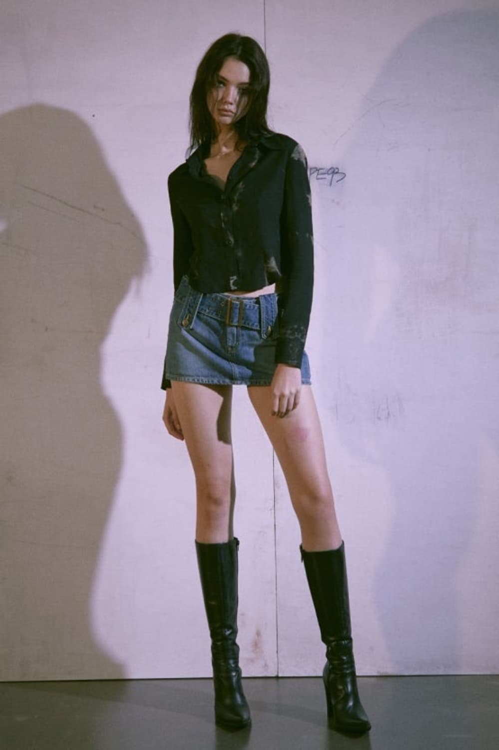 페인오어플레져 흑청 데님 스커트팬츠 상품이미지1