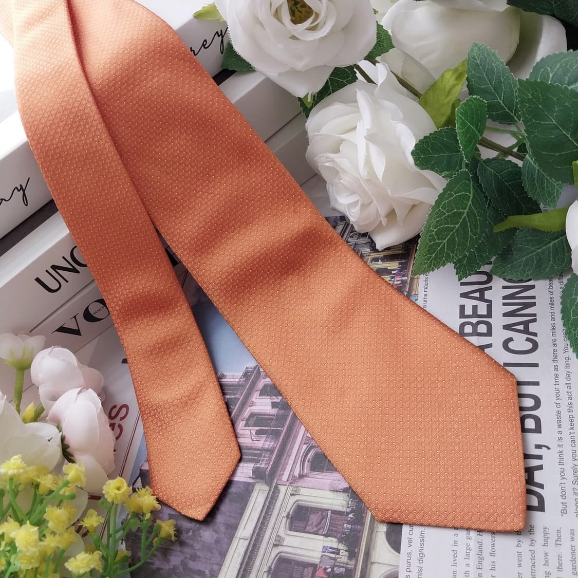 휴고보스 실크 오렌지 미세 도트 슬림 넥타이 7.7cm A등급 K1255 상품이미지2