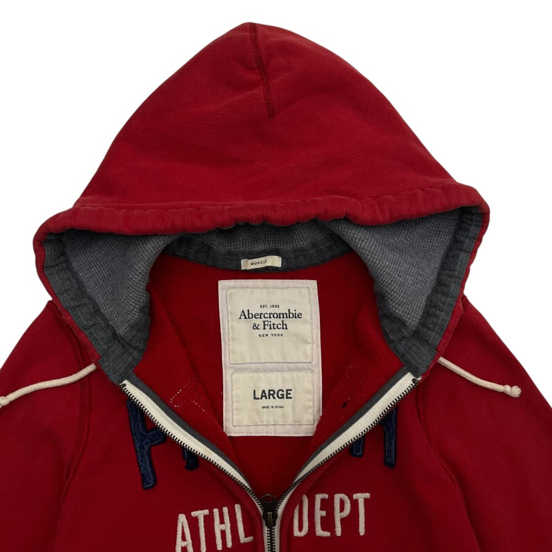 아베크롬비 네이비 패치 레드 후드집업 L 상품이미지5