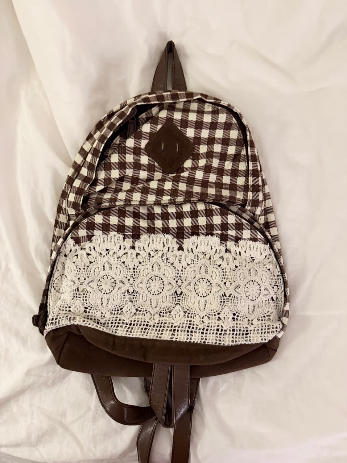 일본 페어리그런지 초코레이스 체크 백팩 모리걸 상품이미지1